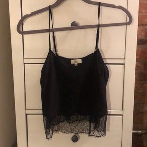 Aritzia Blank Silk Tank with Lace bottom